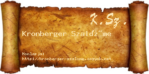 Kronberger Szalóme névjegykártya